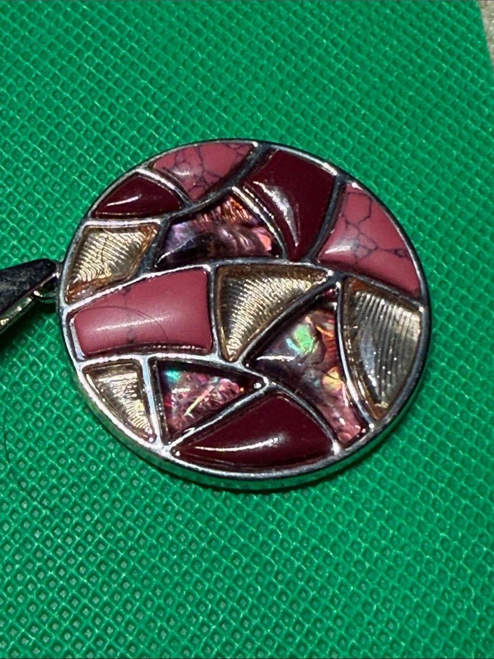 Red Mosaic Inlay Pendant Necklace